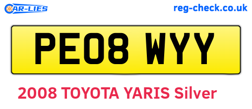 PE08WYY are the vehicle registration plates.