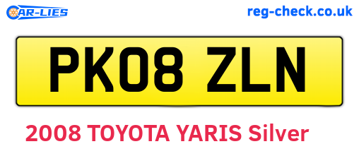 PK08ZLN are the vehicle registration plates.