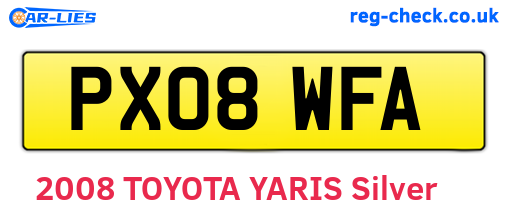 PX08WFA are the vehicle registration plates.