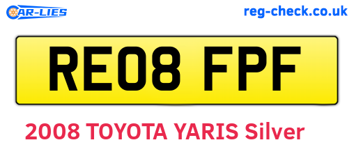 RE08FPF are the vehicle registration plates.