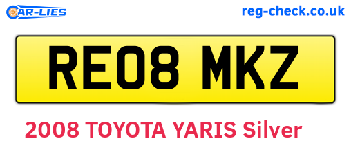 RE08MKZ are the vehicle registration plates.