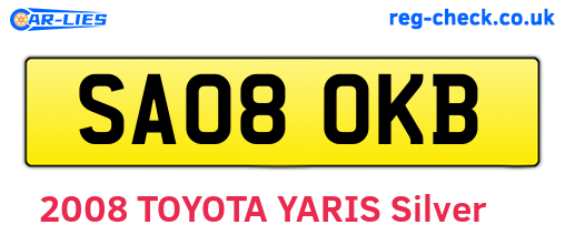 SA08OKB are the vehicle registration plates.