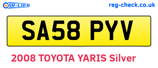 SA58PYV are the vehicle registration plates.