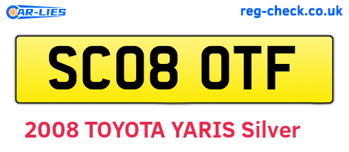 SC08OTF are the vehicle registration plates.