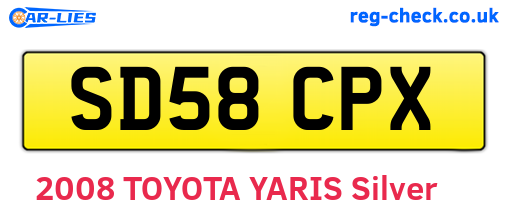 SD58CPX are the vehicle registration plates.
