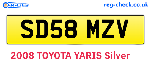 SD58MZV are the vehicle registration plates.