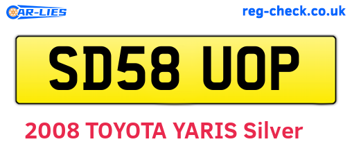 SD58UOP are the vehicle registration plates.