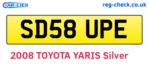 SD58UPE are the vehicle registration plates.