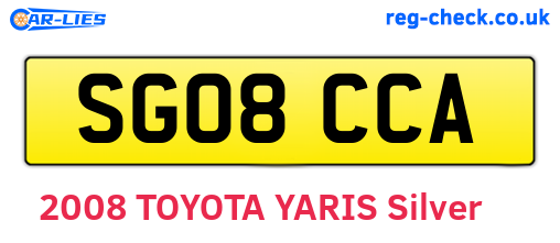SG08CCA are the vehicle registration plates.