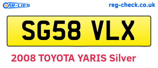 SG58VLX are the vehicle registration plates.