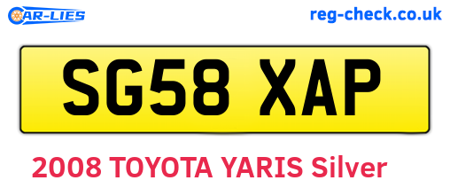 SG58XAP are the vehicle registration plates.
