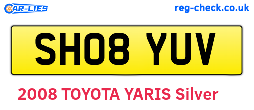 SH08YUV are the vehicle registration plates.