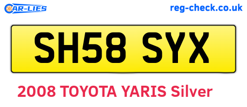 SH58SYX are the vehicle registration plates.
