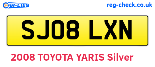 SJ08LXN are the vehicle registration plates.