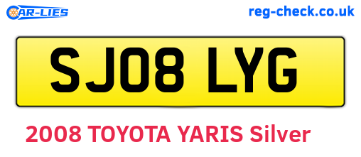 SJ08LYG are the vehicle registration plates.
