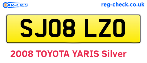 SJ08LZO are the vehicle registration plates.
