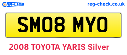 SM08MYO are the vehicle registration plates.