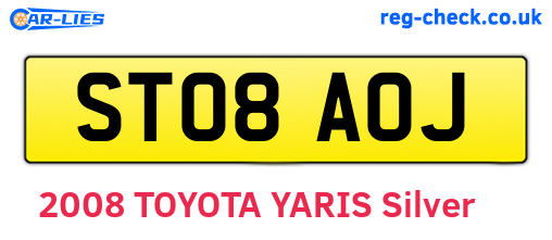ST08AOJ are the vehicle registration plates.