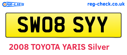 SW08SYY are the vehicle registration plates.