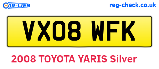 VX08WFK are the vehicle registration plates.
