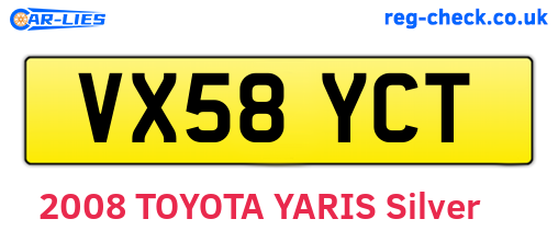 VX58YCT are the vehicle registration plates.