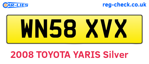 WN58XVX are the vehicle registration plates.