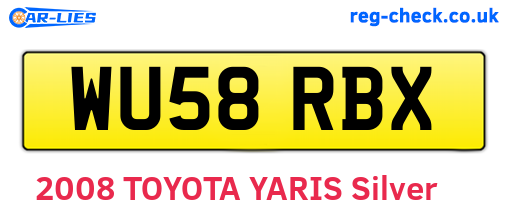 WU58RBX are the vehicle registration plates.