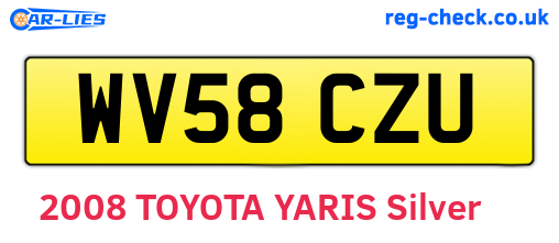 WV58CZU are the vehicle registration plates.