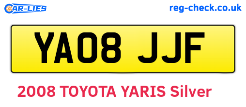 YA08JJF are the vehicle registration plates.