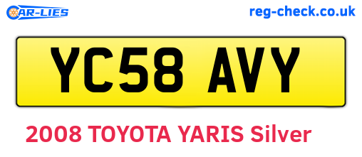 YC58AVY are the vehicle registration plates.