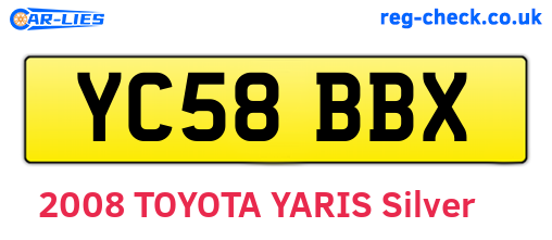 YC58BBX are the vehicle registration plates.