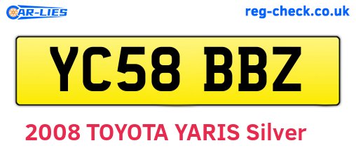 YC58BBZ are the vehicle registration plates.
