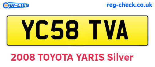 YC58TVA are the vehicle registration plates.