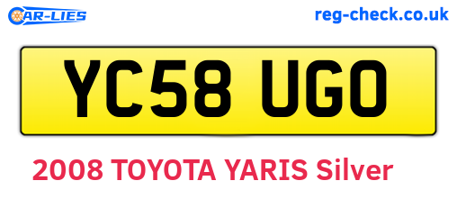 YC58UGO are the vehicle registration plates.