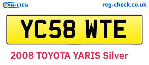 YC58WTE are the vehicle registration plates.