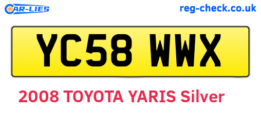 YC58WWX are the vehicle registration plates.