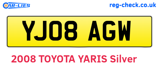 YJ08AGW are the vehicle registration plates.