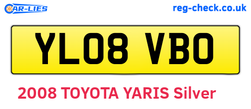 YL08VBO are the vehicle registration plates.