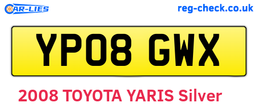 YP08GWX are the vehicle registration plates.