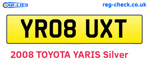 YR08UXT are the vehicle registration plates.