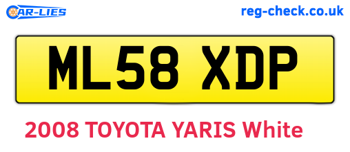 ML58XDP are the vehicle registration plates.