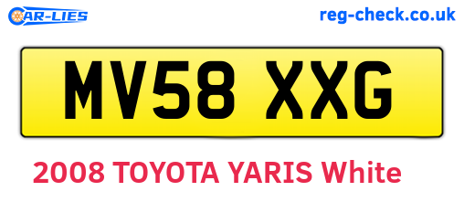 MV58XXG are the vehicle registration plates.