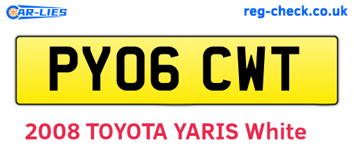 PY06CWT are the vehicle registration plates.