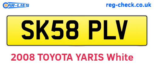 SK58PLV are the vehicle registration plates.