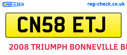 CN58ETJ are the vehicle registration plates.