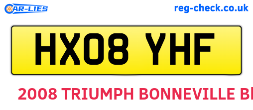 HX08YHF are the vehicle registration plates.