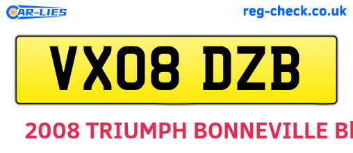 VX08DZB are the vehicle registration plates.