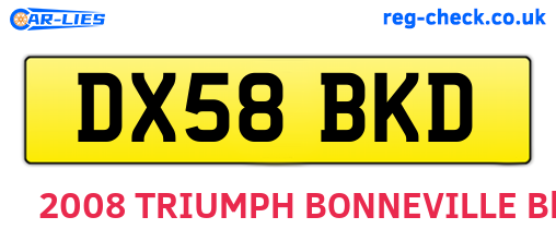 DX58BKD are the vehicle registration plates.
