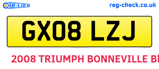 GX08LZJ are the vehicle registration plates.