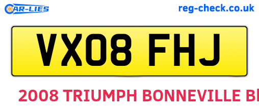 VX08FHJ are the vehicle registration plates.